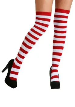 Adult Red And White Striped Socks