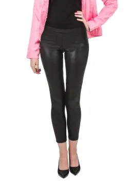 Black Shiny Leggings W/ Faux Front Fly