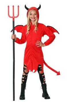 Cute Red Hooded Devil Costume For Girls