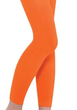 Orange Footless Tights For Kids