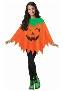 Children's Halloween Pumpkin Poncho