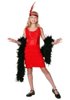 Red Fringe Kid's Flapper Costume