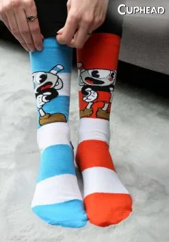 Cuphead Mugman Victory Crew Socks