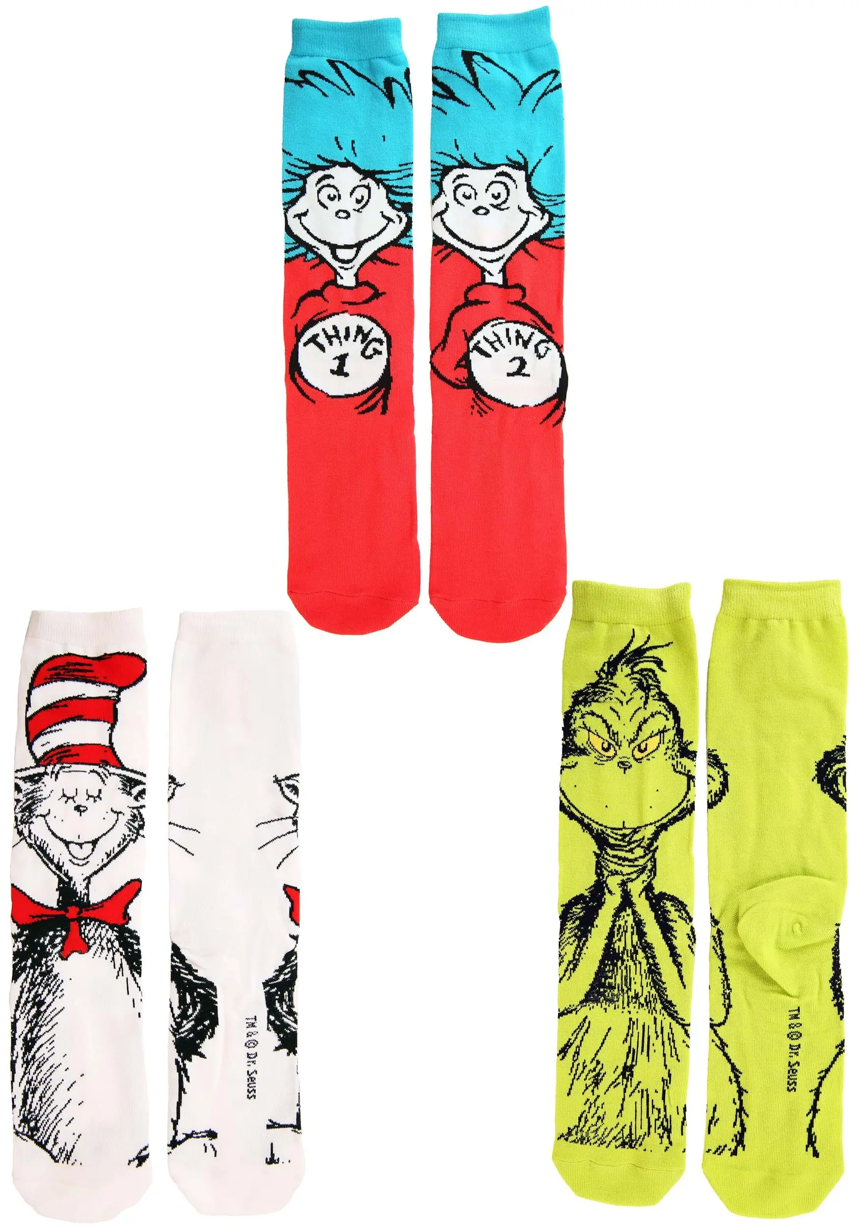 Dr. Seuss Characters Crew Sock Set Adult 3 Pairs - Image 6