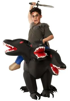 Evil 3-Headed Dog Ride On Inflatable Costume For Kids