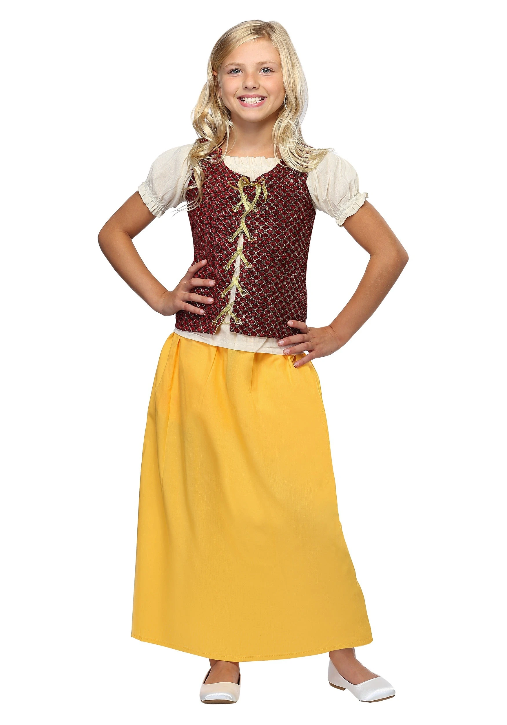 Girls Red Peasant Dress Costume