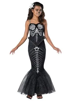 Girls Skeleton Mermaid Costume