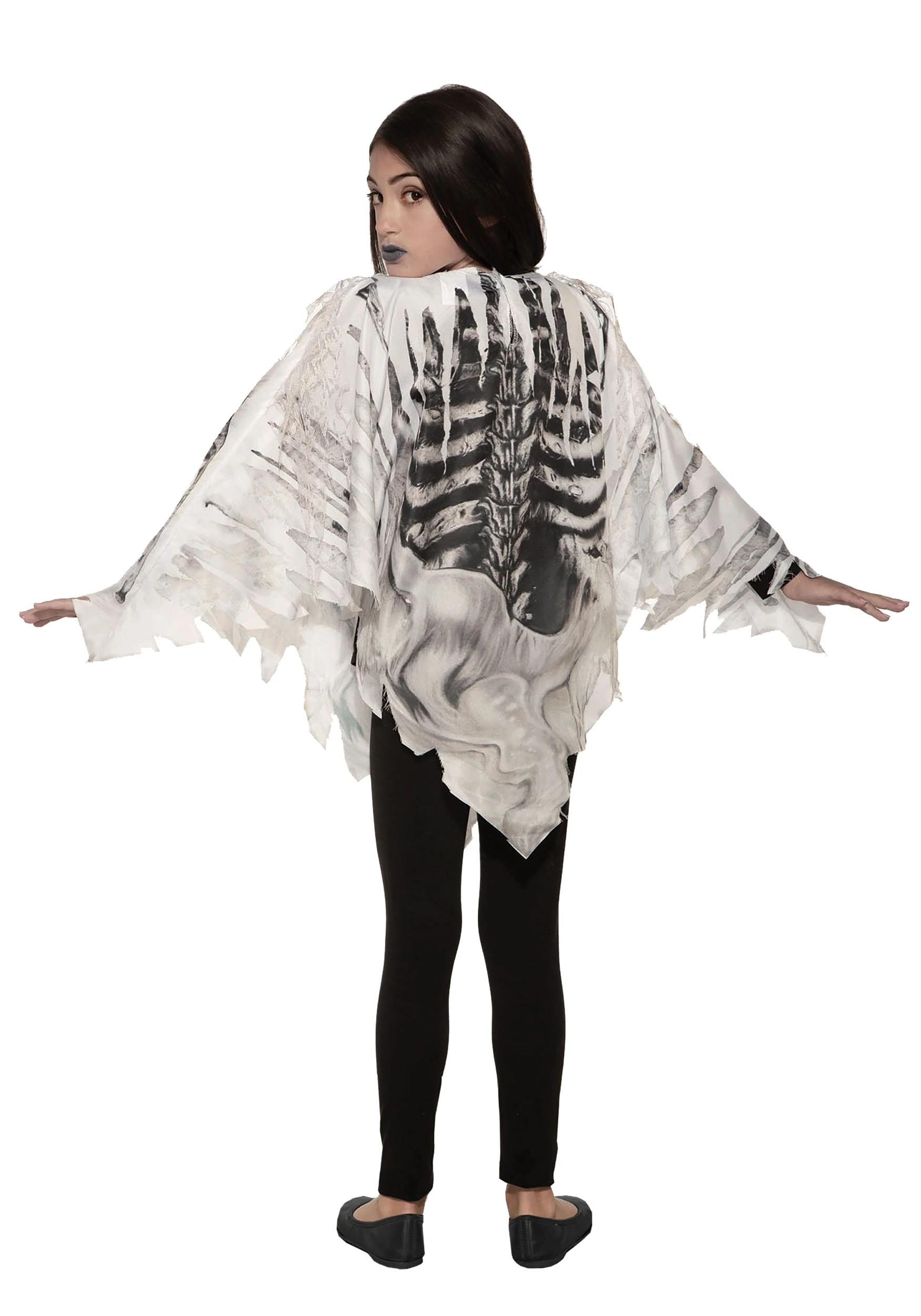 Tattered Skeleton Poncho Costume For Girls - Image 2