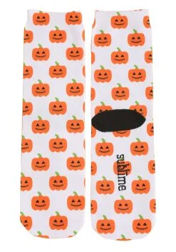 Halloween Pumpkins Adult White Crew Socks