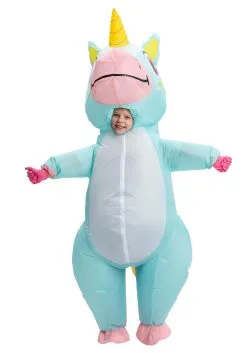 Inflatable Blue Unicorn Costume For A Child