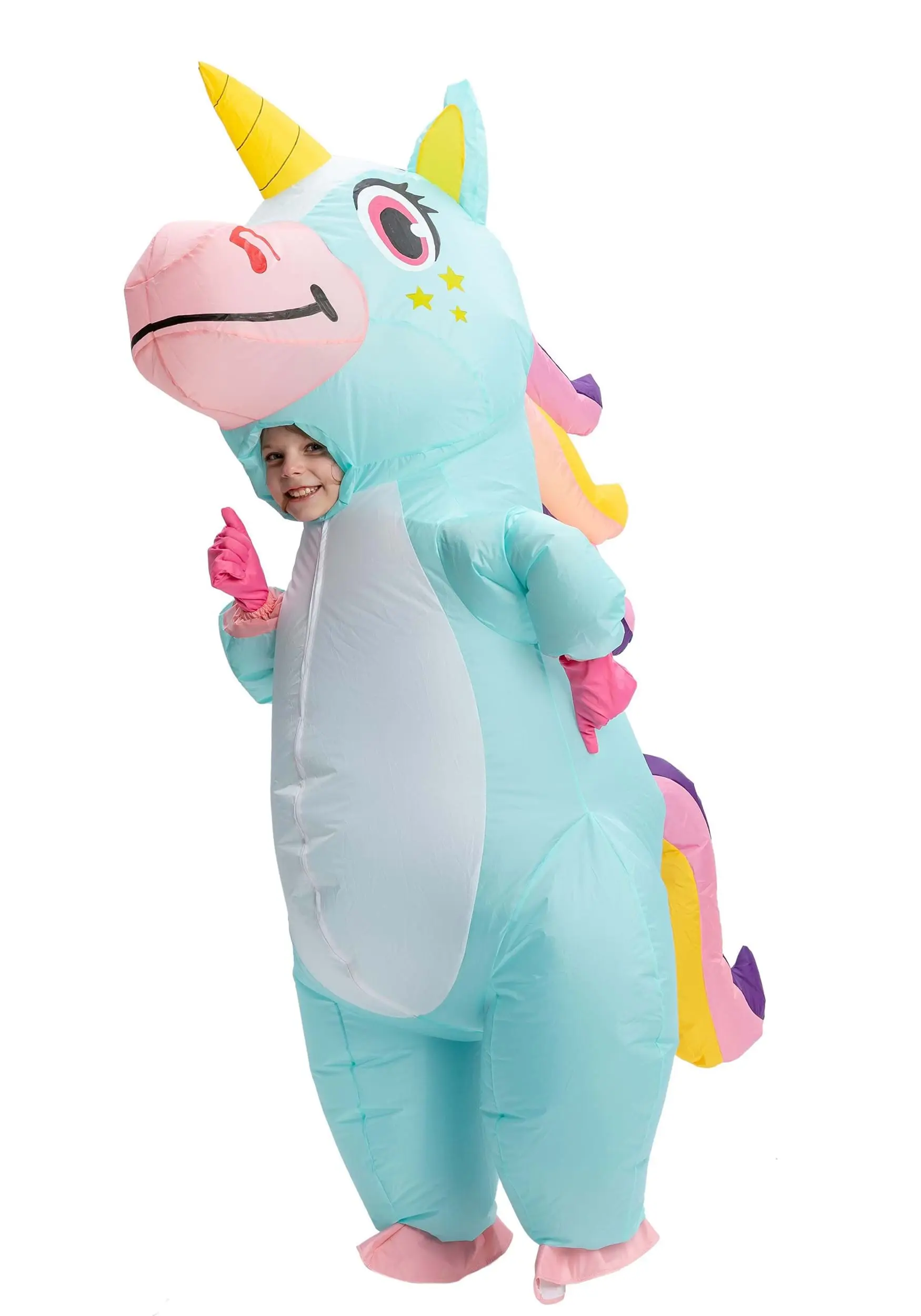 Inflatable Blue Unicorn Costume For A Child - Image 3