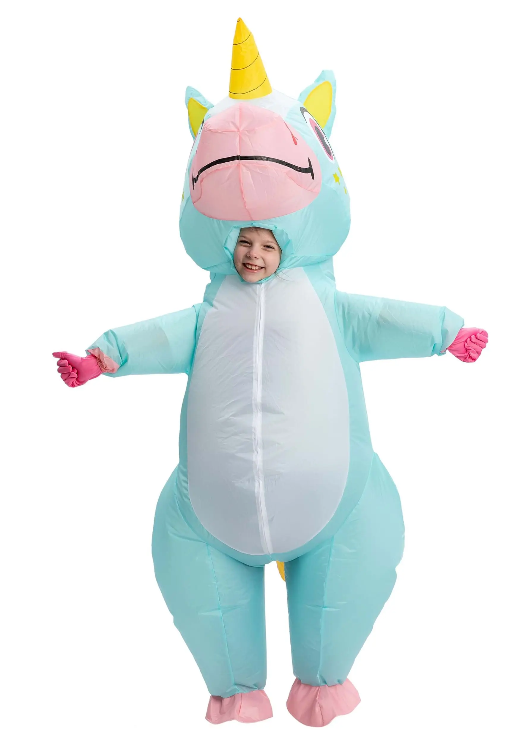 Inflatable Blue Unicorn Costume For A Child