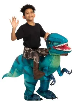 Inflatable Raptor Ride-On Costume For Kids