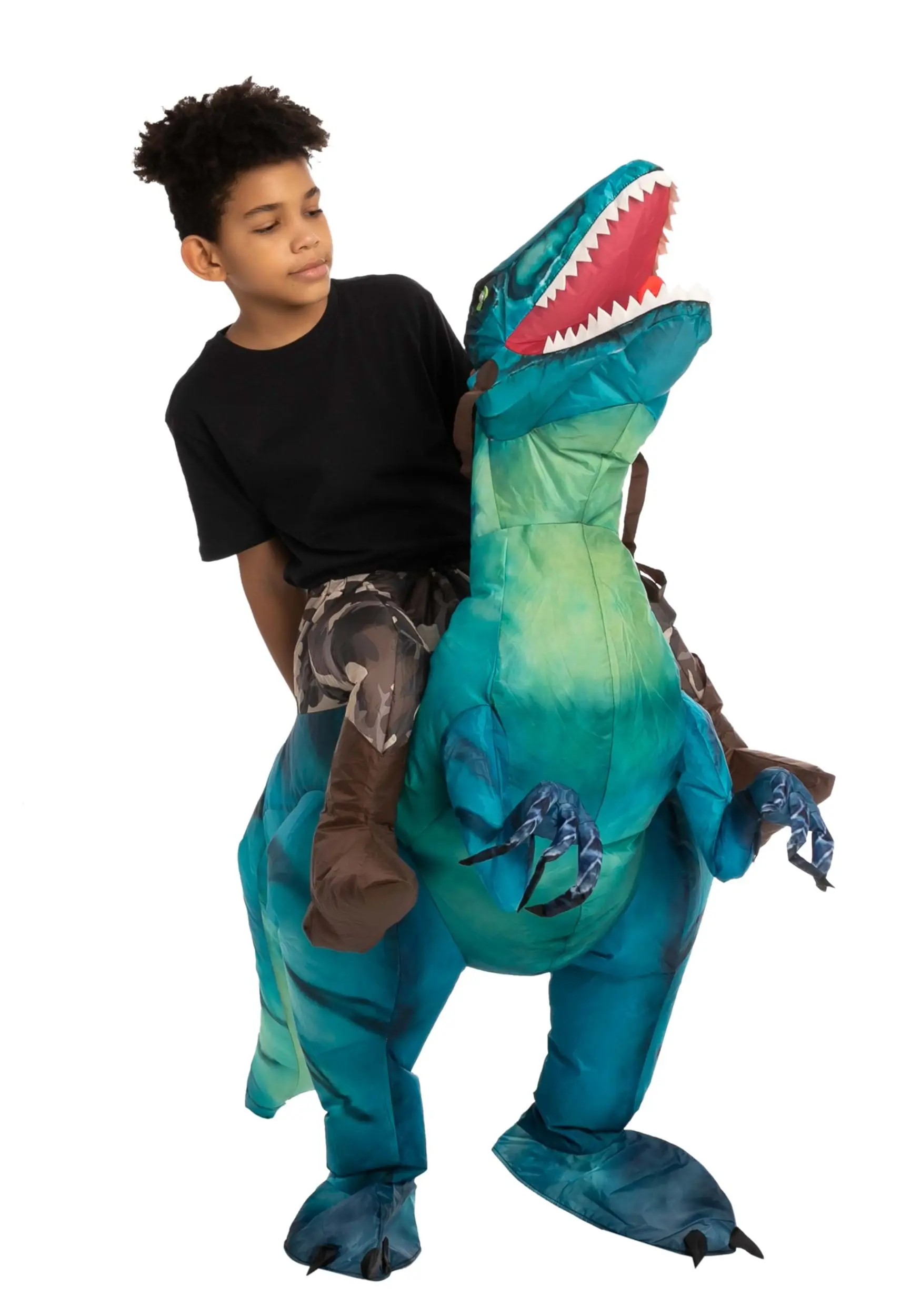 Inflatable Raptor Ride-On Costume For Kids - Image 3