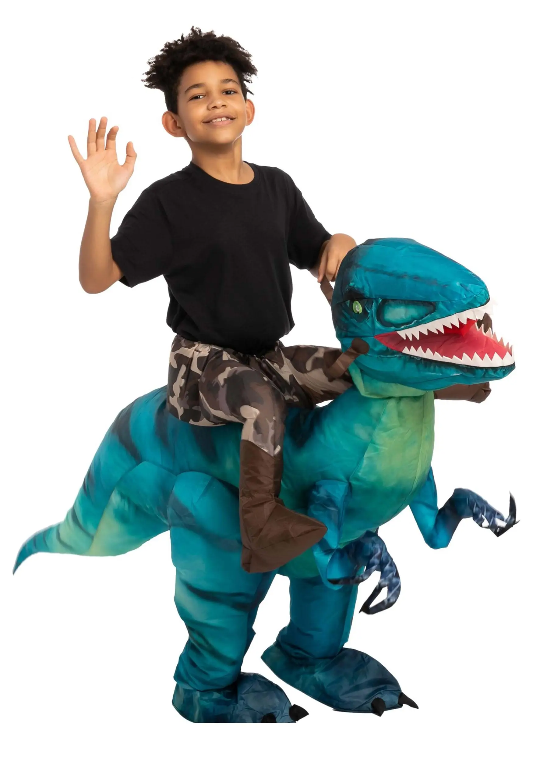 Inflatable Raptor Ride-On Costume For Kids