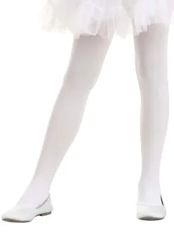 Deluxe White Tights For Girls