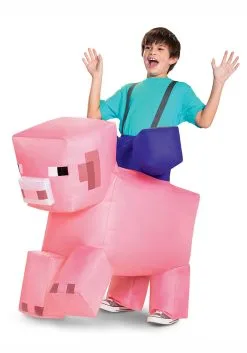 Minecraft Ride-On Inflatable Pig Kids Costume