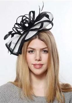 Sinamay Black And Cream Fascinator