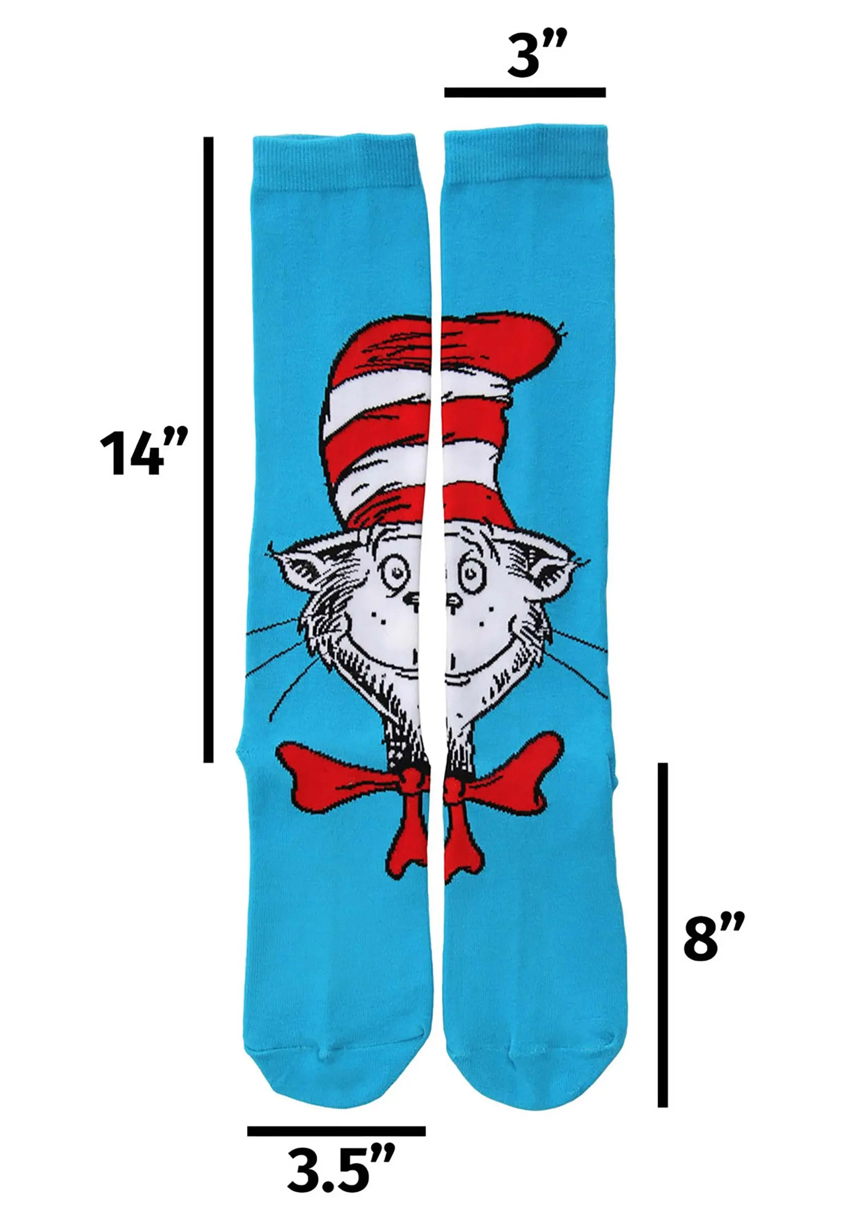 The Cat In The Hat | Knee High Costume Socks - Image 3